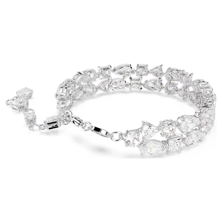 Mesmera bracelet Mixed cuts, White, Rhodium plated